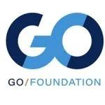 Blue GO Foundation wordmark formed from two interlocking rounded shapes