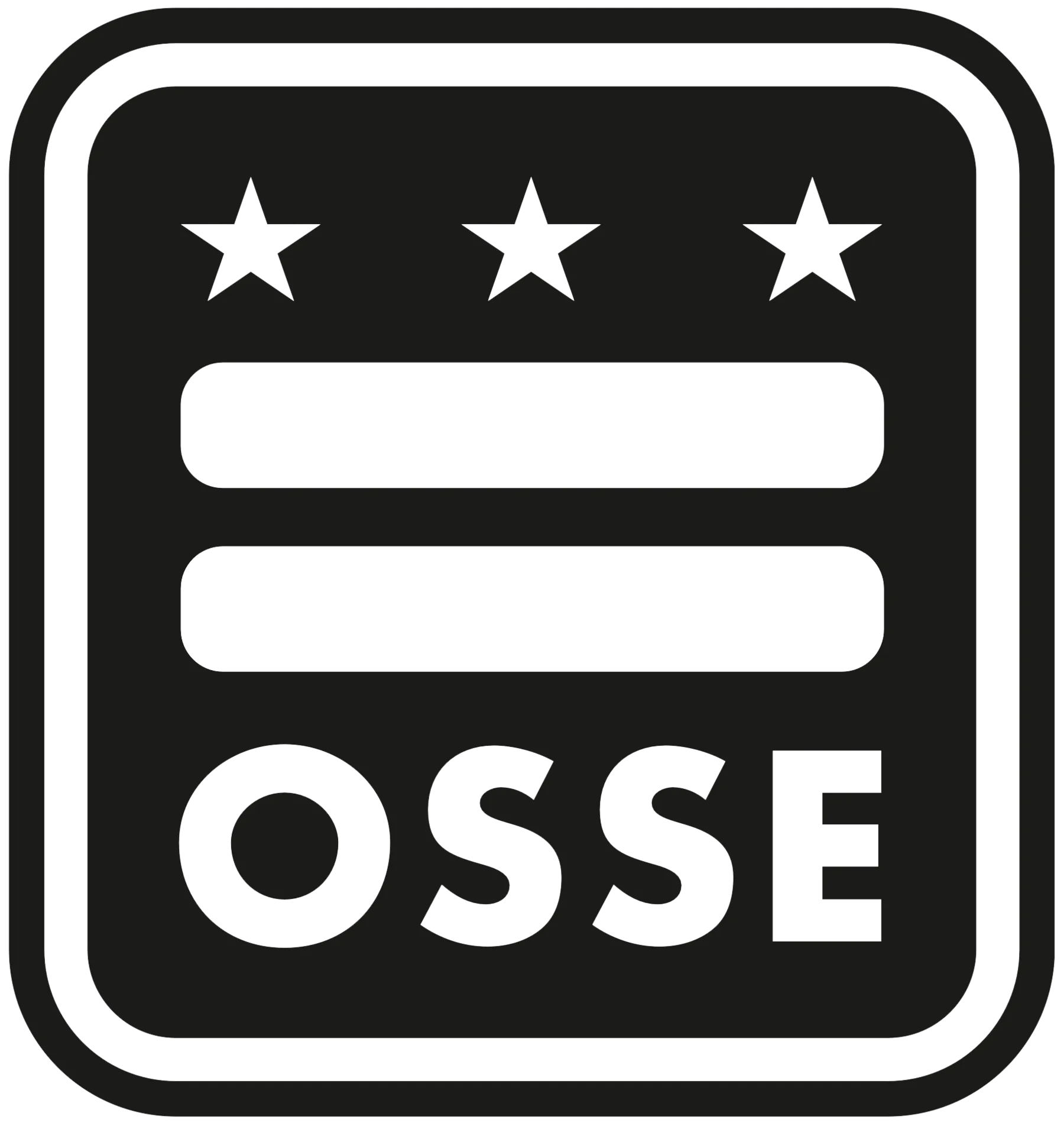 Black-and-white OSSE identification-card symbol