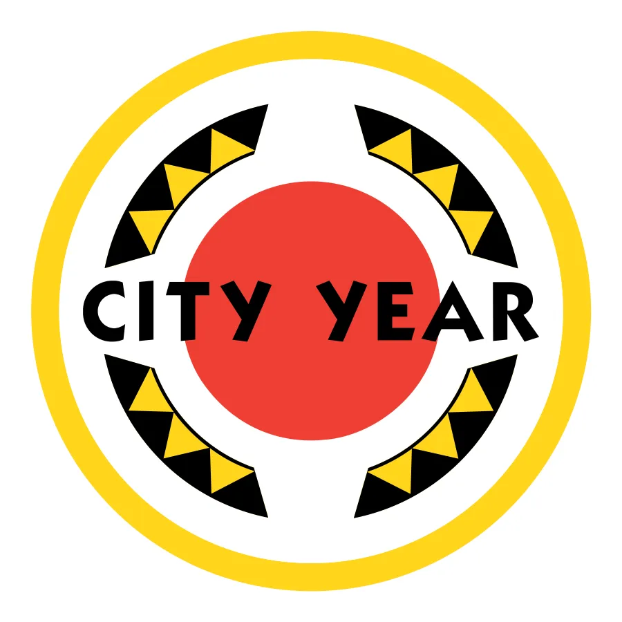City Year circular logo with a red sun and black yellow and white border