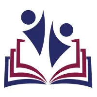Purple figures rising from an open red and blue book