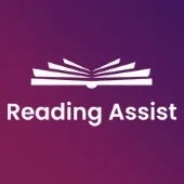 Reading Assist wordmark and open book icon on a purple gradient