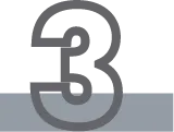 Large outlined gray number three above a blue-gray bar