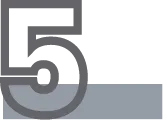 Large gray outlined number five above a blue-gray bar