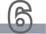 Large gray outlined number six above a blue-gray bar
