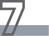Large outlined gray number seven above a blue-gray bar