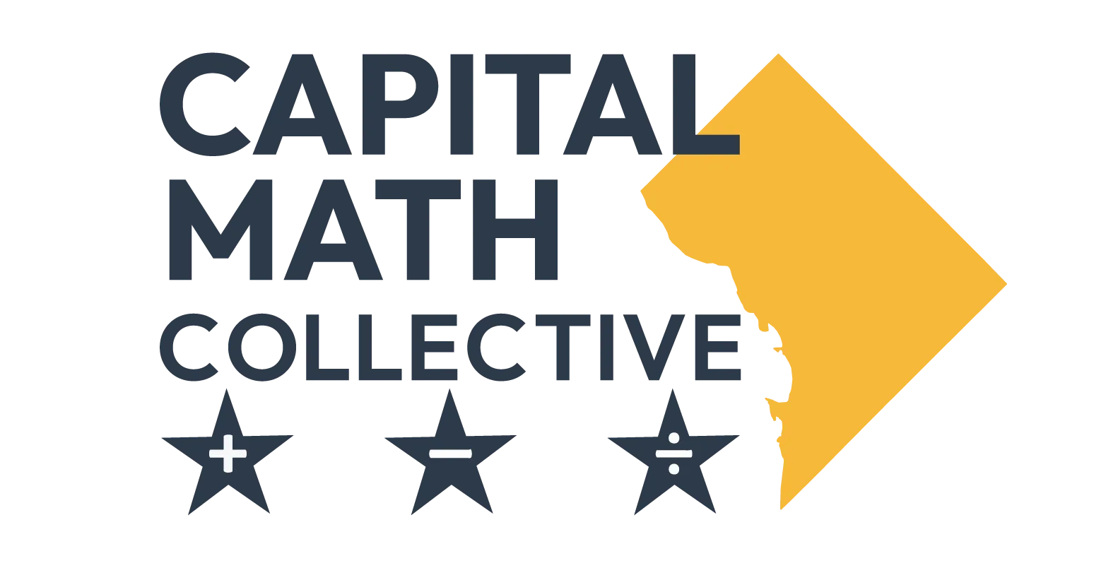 Capital Math Collective wordmark with a gold arrow and three navy stars