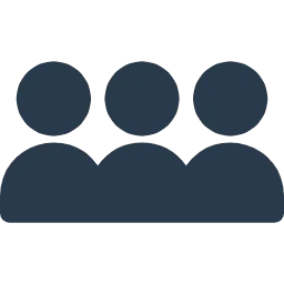 Solid navy icon of three people