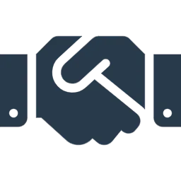 Solid navy icon of two hands shaking