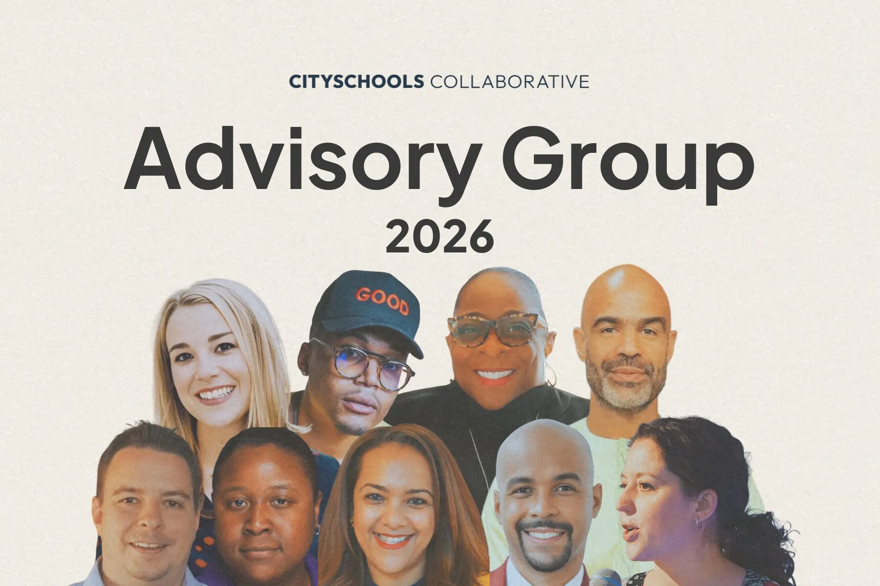 Advisory Group 2026 graphic with a collage of nine member portraits