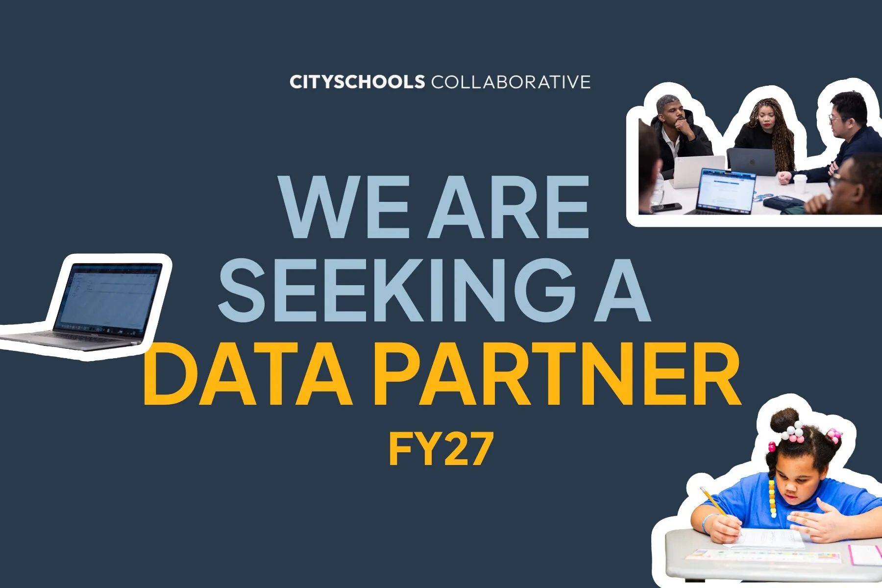 Navy data partner recruitment graphic with student and tutor cutouts